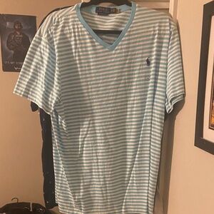 Polo by Ralph Lauren Men's Light Blue Striped Tee
